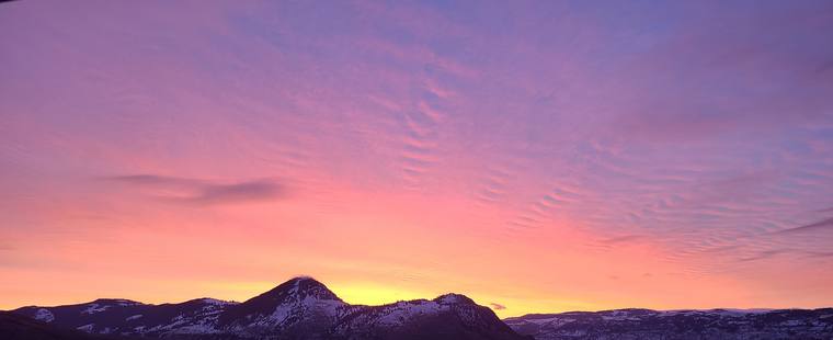 First light over the hills at Kamloops.