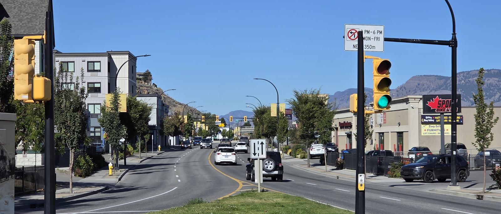 West Victoria Street in Kamloops, looking along the commercial corridor.